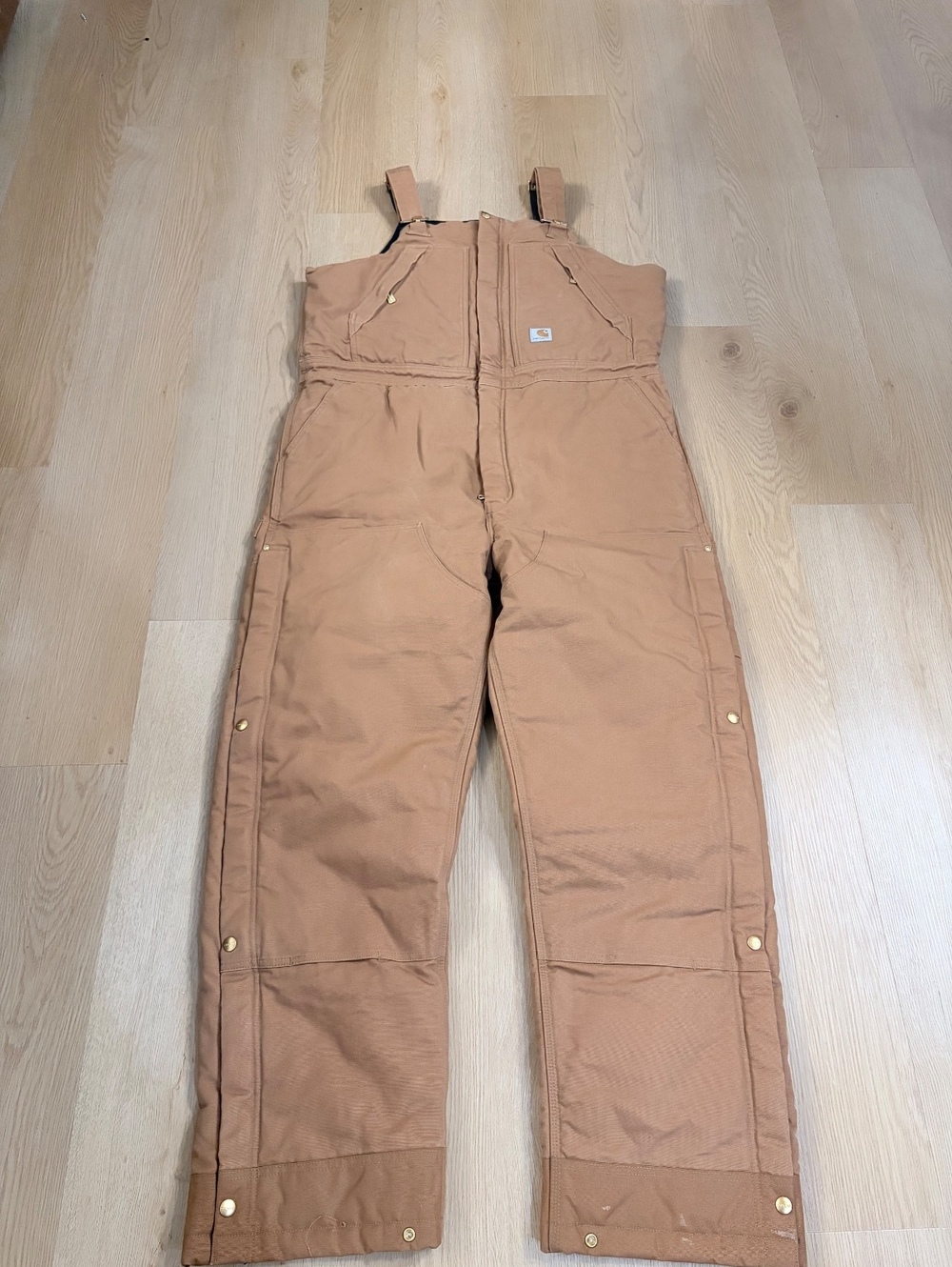 Men’s Carhartt Loose Fit Insulated Duck Bib Overalls Brown Large Regular NWOT